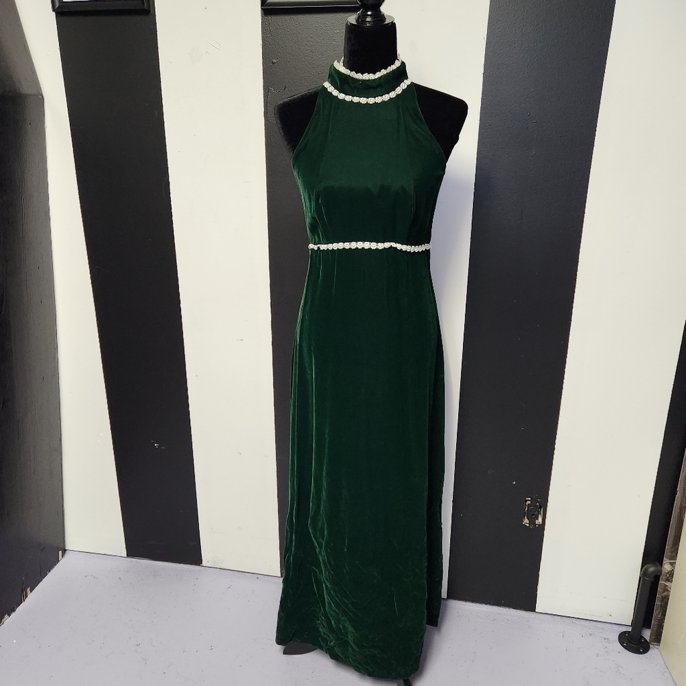 70's emerald and daisy velvet dress + bolero - Picture 8 of 8